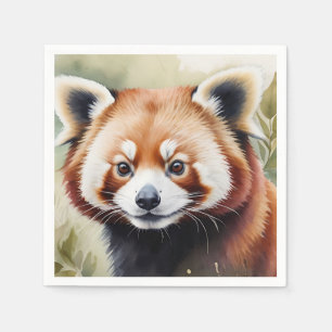 Servilleta De Papel Panda rojo frente a una delgada acuarela