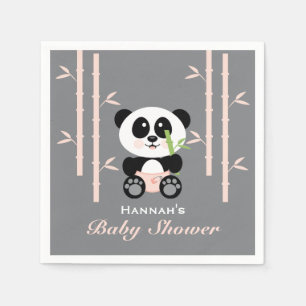 Servilleta De Papel Panda rosado de bambú en pañales Baby Shower