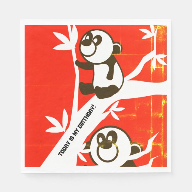 Servilleta De Papel Pandas de cumpleaños (Anverso)