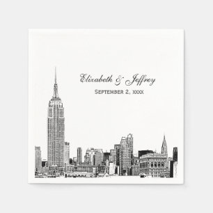Servilleta De Papel Panorama de NYC 01 Etchd DIY BG Color Boda