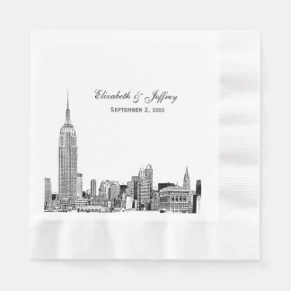 Servilleta De Papel Panorama de NYC 01 Grabado DIY BG Color Boda