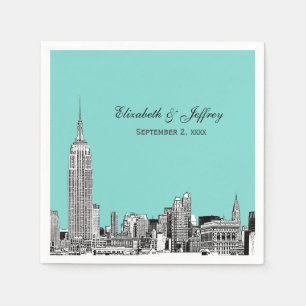 Servilleta De Papel Panorama de NYC 01 Grabado DIY BG Color Boda