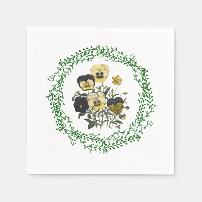 Servilleta De Papel Pansies Napkins de Papel Cóctel Estándar (Anverso)