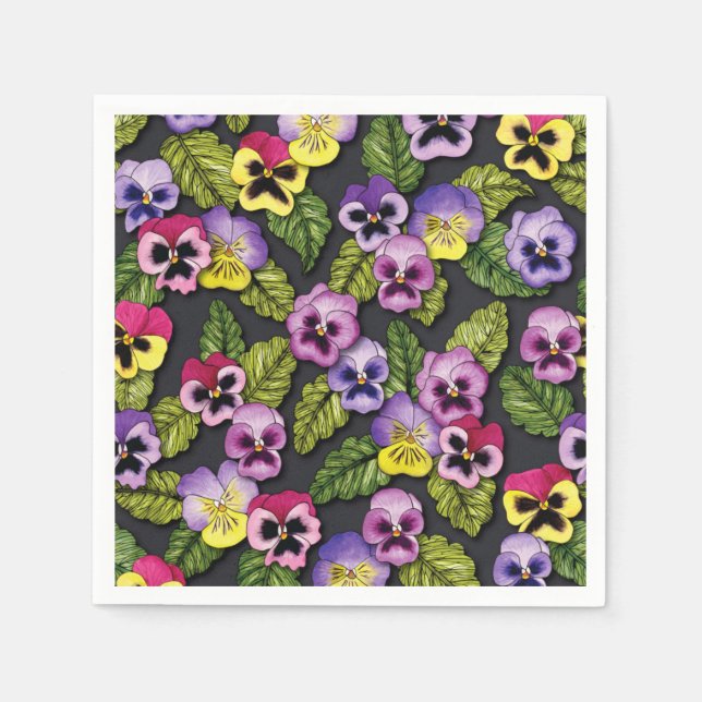Servilleta De Papel Pansies Napkins Floral (Anverso)