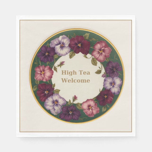 Servilleta De Papel Pansy High Tea Napkins • Ivory & Gold (Anverso)