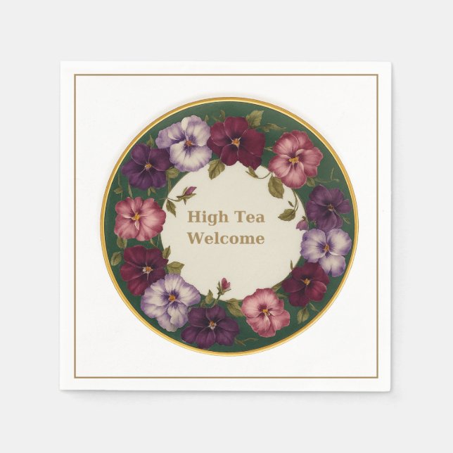 Servilleta De Papel Pansy High Tea Napkins • White & Gold (Anverso)