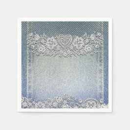 Servilleta De Papel Pantalón de mezclilla azul y encaje blanco con cor