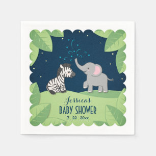 Servilleta De Papel Pantalones Baby Shower Elephant & Zebra Safari