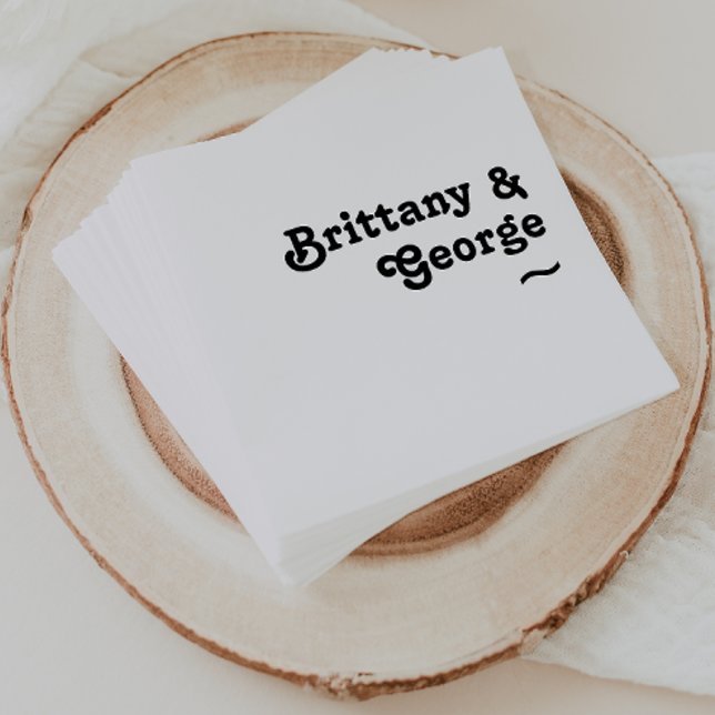 Servilleta De Papel Pantalones Bodas con letras retro modernas (Subido por el creador)