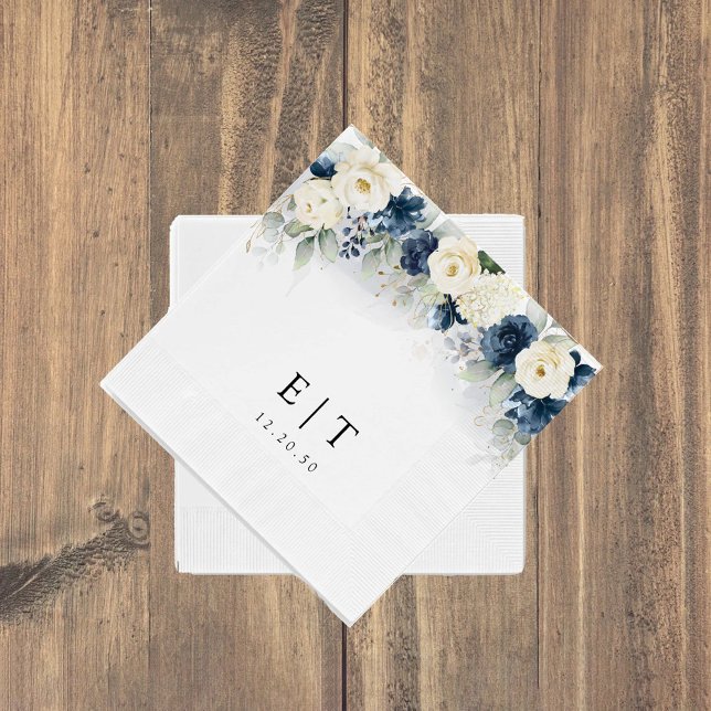 Servilleta De Papel Pantalones Bodas de la Marina Roses Azul y Blanco (Subido por el creador)