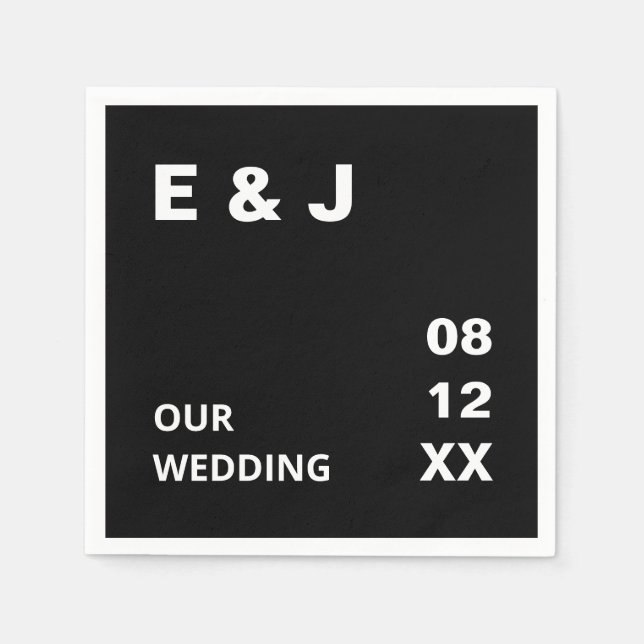 Servilleta De Papel Pantalones Bodas modernos negros (Anverso)