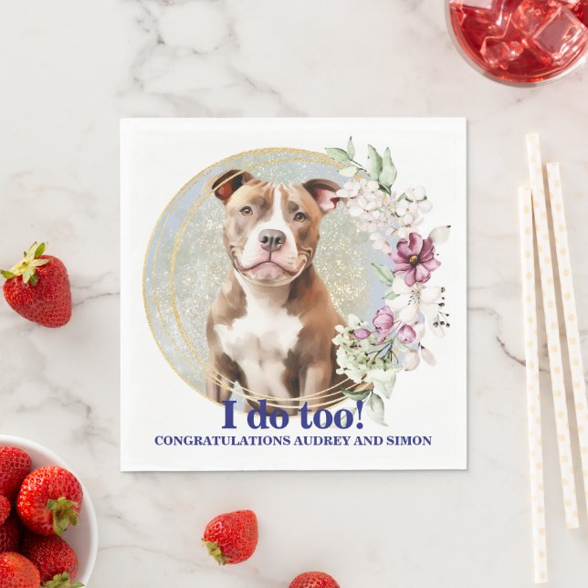 Servilleta De Papel Pantalones Bodas Pitbull Con Foto De Perros (In situ)