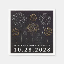 Servilleta De Papel Pantalones de Boda Black Gold Silver sobre fuegos