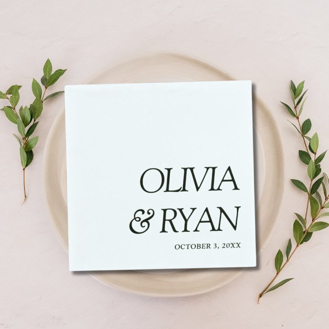 Servilleta De Papel Pantalones de Boda de nombres personalizados minim (Minimalist Custom Name Wedding Napkins)