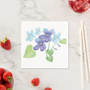 Servilleta De Papel Pantalones de Ilustracion de flores violetas silve