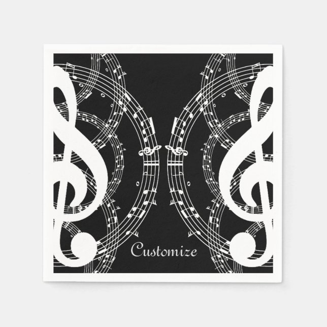 Servilleta De Papel Pantalones de música Black & White Mirror (Anverso)