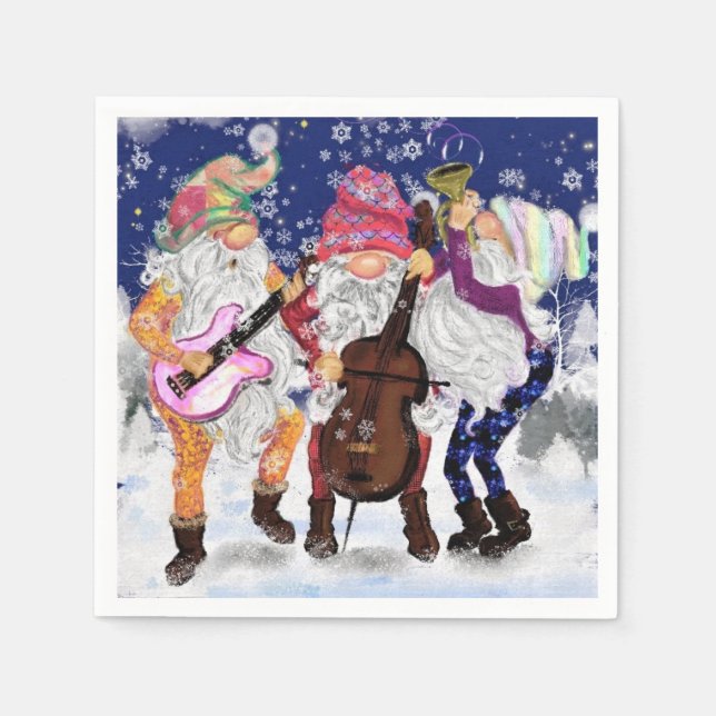 Servilleta De Papel Pantalones de Navidades de Gnome Musical (Anverso)