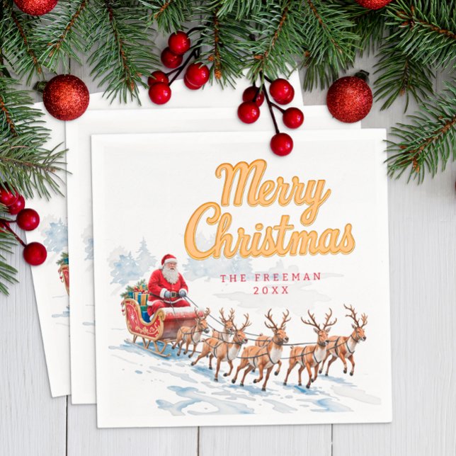 Servilleta De Papel Pantalones de Navidades personalizados de Santa Vi (Christmas Napkins)