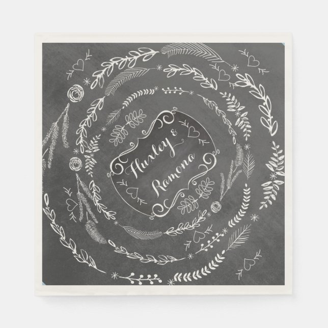 Servilleta De Papel Pantalones de papel Boda Chalkboard personalizados (Anverso)