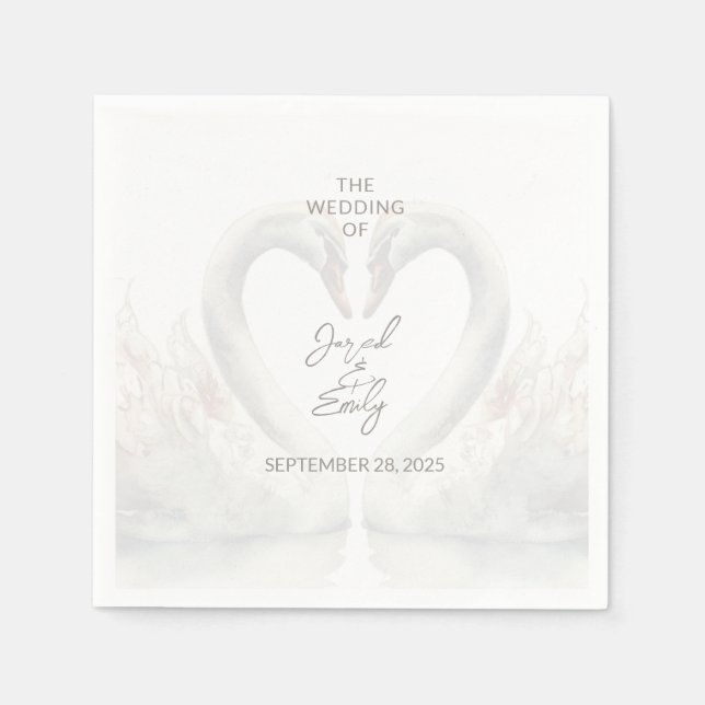 Servilleta De Papel Pantalones de papel Boda de cisne personalizados (Anverso)