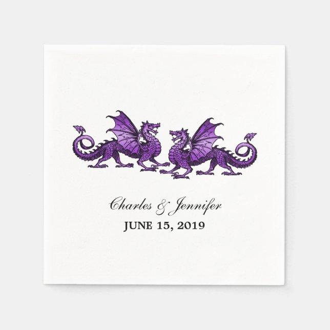 Servilleta De Papel Pantalones de papel Boda de Dragones Purple Elegan (Anverso)