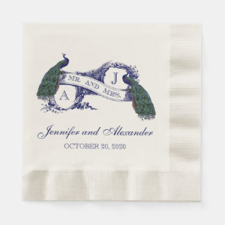 Servilleta De Papel Pantalones de papel de Boda ruso de pavo real