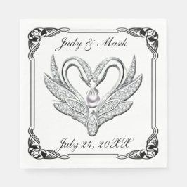 Servilleta De Papel Pantalones de papel de cisne negro plateado