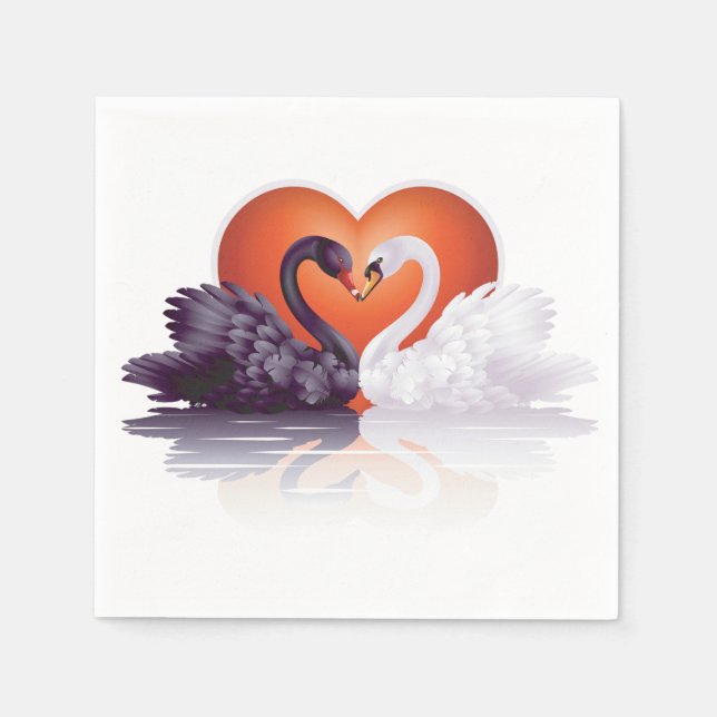 Servilleta De Papel Pantalones De Papel De Cisne Negro Y Blanco (Anverso)