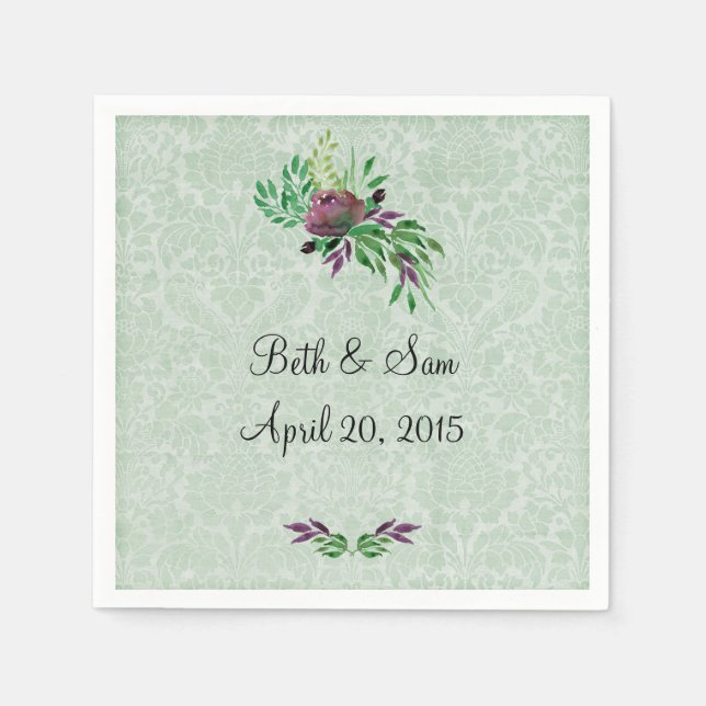 Servilleta De Papel Pantalones de papel de cóctel de Damask verde de M (Anverso)