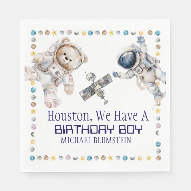 Servilleta De Papel Pantalones de papel de cumpleaños en el espacio ex (Anverso)