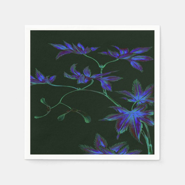 Servilleta De Papel Pantalones de papel floral azul profundo y verde j (Anverso)