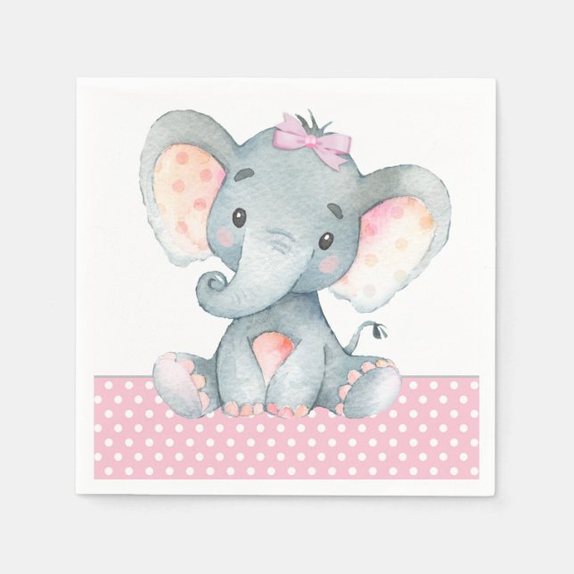 Servilleta De Papel Pantalones de papel para elefante chica Baby Showe (Anverso)