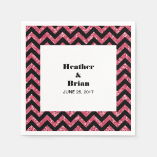 Servilleta De Papel Pantalones de papel Purpurina Chevron rosa