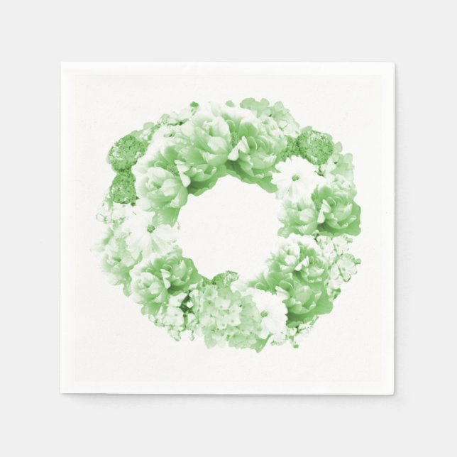 Servilleta De Papel Pantalones de papel Wreath verde monocromático de  (Anverso)