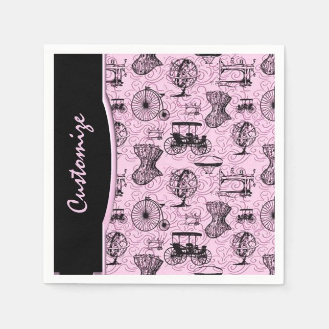 Servilleta De Papel Pantalones de patrón Steampunk rosa (Anverso)
