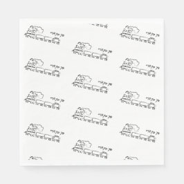 Servilleta De Papel Pantalones de trenecito blanco y negro delineados