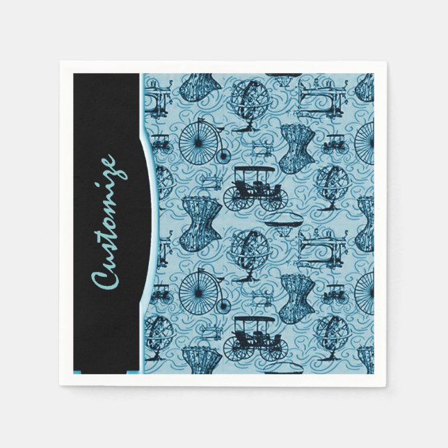 Servilleta De Papel Pantalones del patrón de Steampunk Azul (Anverso)
