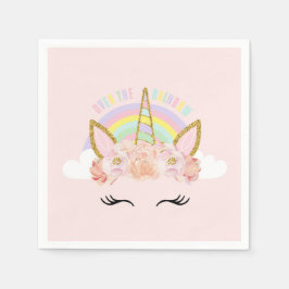 Servilleta De Papel Pantalones Fiesta Unicorn Rosa y Oro