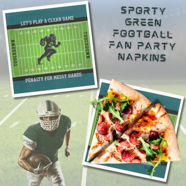 Servilleta De Papel Pantalones Fiestas de aficionados al fútbol verde  (Tackle the mess on Game Day with these fun and functional football party napkins! )
