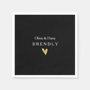 Servilleta De Papel Pantalones modernos de papel Boda de corazón dorad