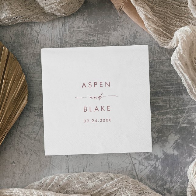 Servilleta De Papel Pantalones modernos Rosas de Boda con guión dorado (Subido por el creador)