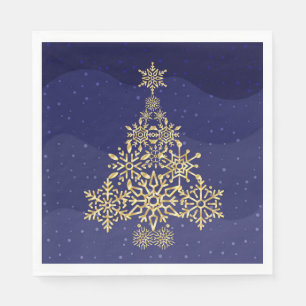 Servilleta De Papel Pantalones Navidades Blue and Gold Snowflake Tree
