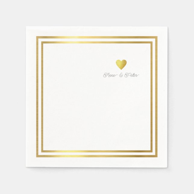Servilleta De Papel Pantalones Personalizados Gold Love Heart (Anverso)
