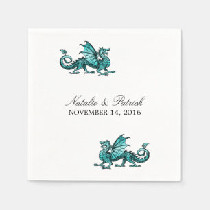 Servilleta De Papel Pantalones verde azulados de papel Boda Dragon