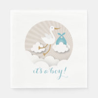 Pañuelas Baby Shower para Stork + Clouds Boy