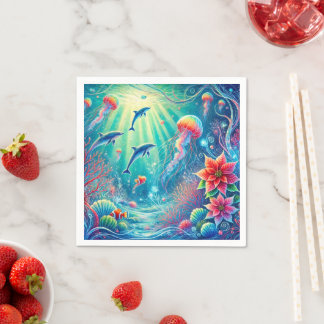 Servilleta De Papel Pañuelas de deshielo de mariscos y poinsettia