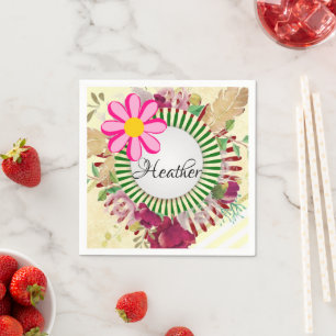 Servilleta De Papel Pañuelas de papel, flores florales de banda de oro