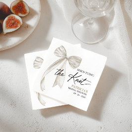 Servilleta De Papel Pañuelo Blanco Ella Está Atando el Nudo Despedida 