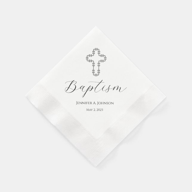 Servilleta De Papel Pañuelo de papel bautizo cruz (Borde)