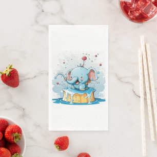 Servilleta De Papel Pañuelo de papel Feliz bebé elefante azul 